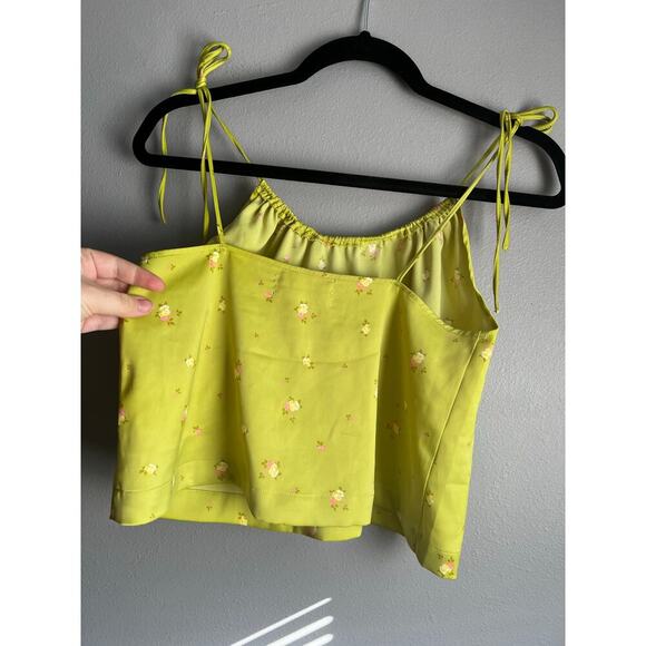 Urban Outfitters Women’s Sleeveless Green Floral Tank Tie Strap Size Small - Picture 5 of 7